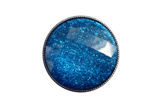 Magnetbrosche blau mit Glitzer 20mm