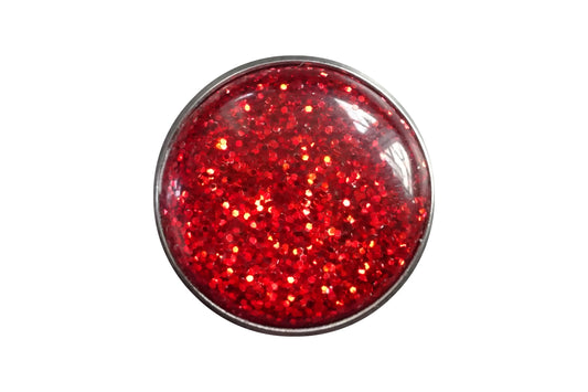 Magnetbrosche rot mit Glitzer 20mm